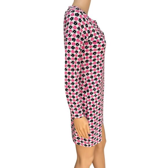 Diane von Furstenberg cotton/silk blend Reina Check Dot Pink Dress size 2 - Picture 4 of 10